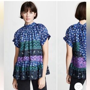 Opening Ceremony Floral ruffle blouse with back bow shirt